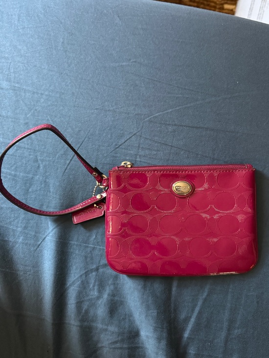 Coach Handbags - Coach Hot Pink Signature Wristlet Pouch